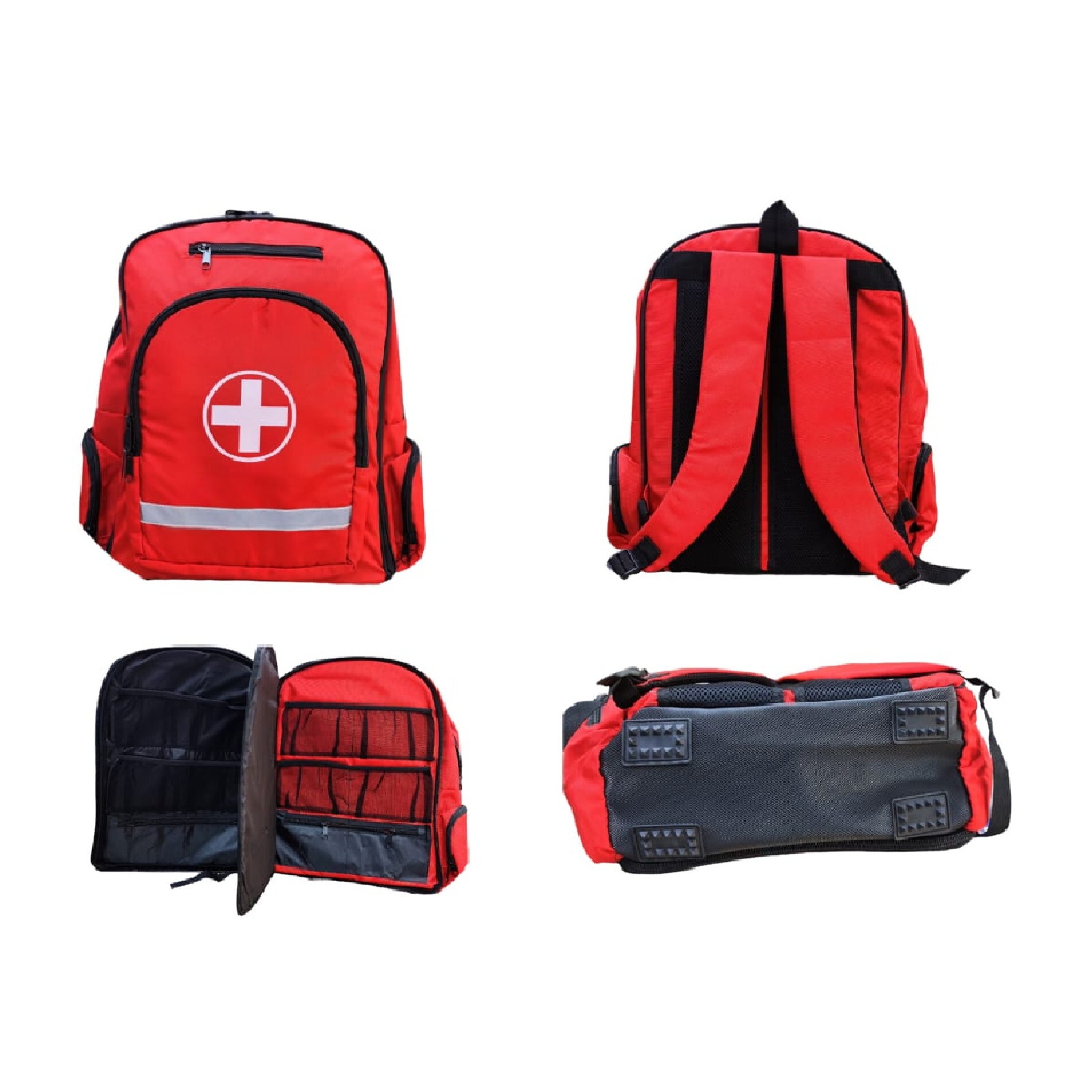 MOCHILA DE EMERGENCIA ROJA CON BASE IMPERMEABLE