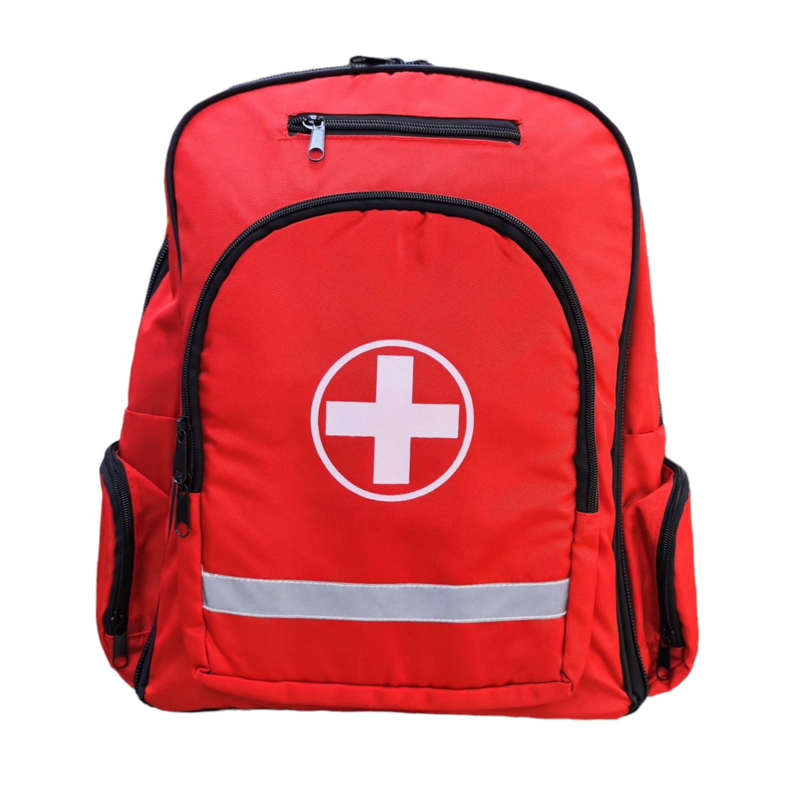 MOCHILA DE EMERGENCIA ROJA CON BASE IMPERMEABLE