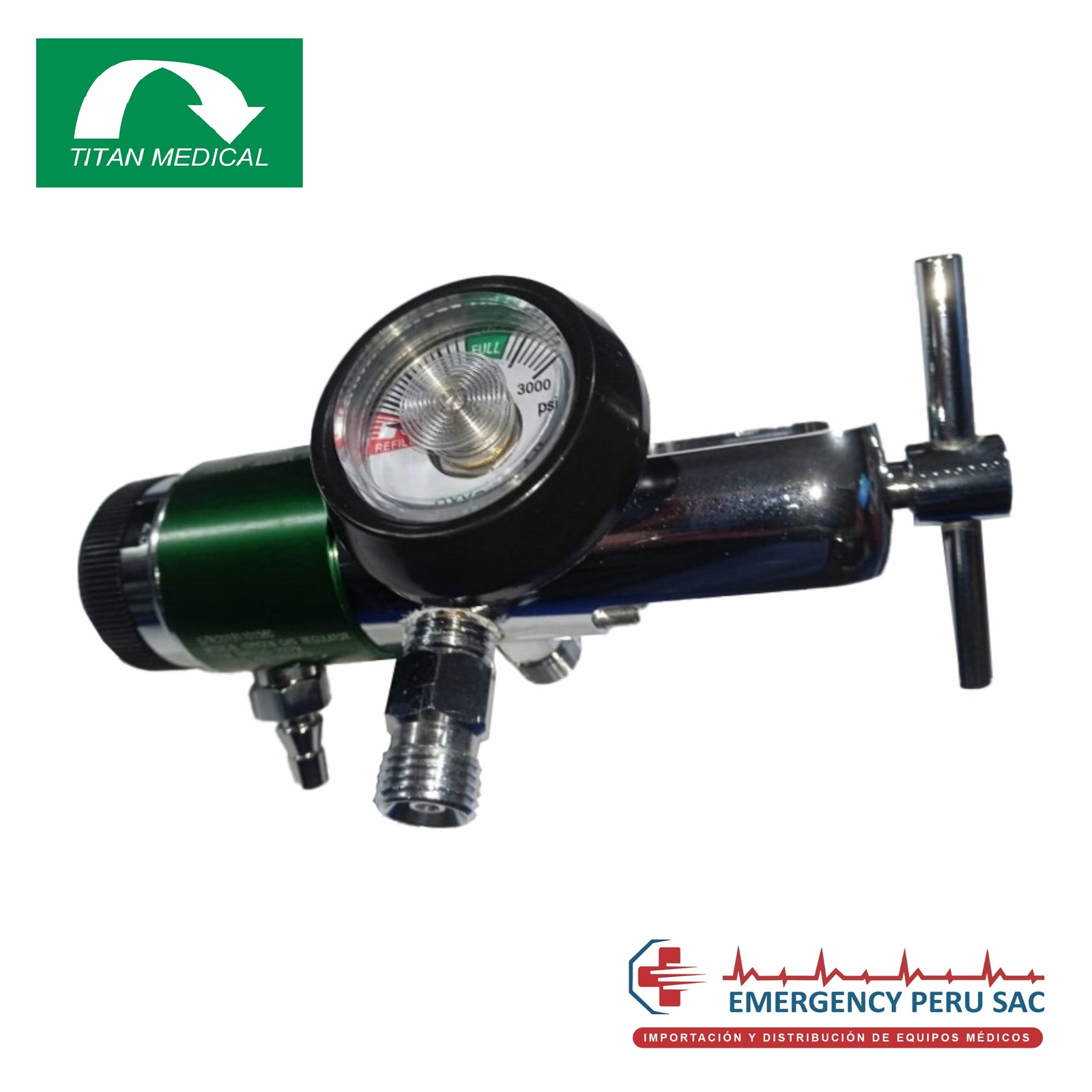 REGULADOR DE OXIGENO DE 3 SALIDAS 0-25 LPM CGA-870 TITAN MEDICAL